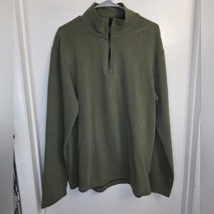 Livergy Pull Over Turtleneck Sweater Tight Knit 1/4 Zip Olive Green Mens XL